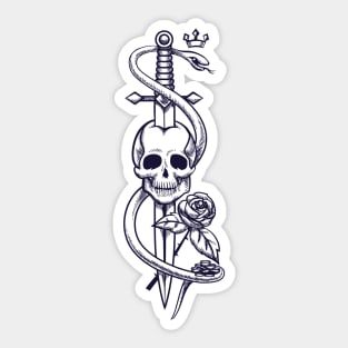 Skull Sword Snake Tattoo Sticker